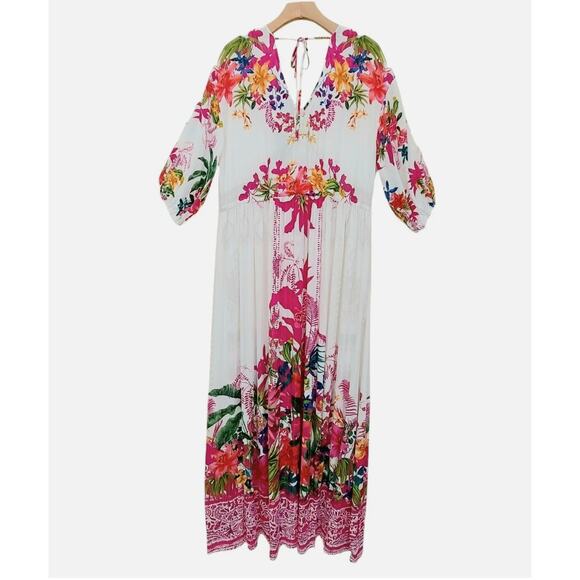 I.N.C. International Concepts Floral V-Neck Maxi Dress M Colorful Boho Hawaiian - Picture 10 of 10
